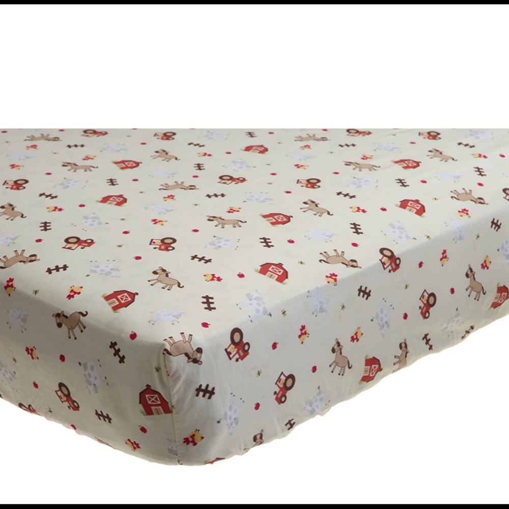 Kids Crib Line Animal Acres Cotton Fitted Sheet